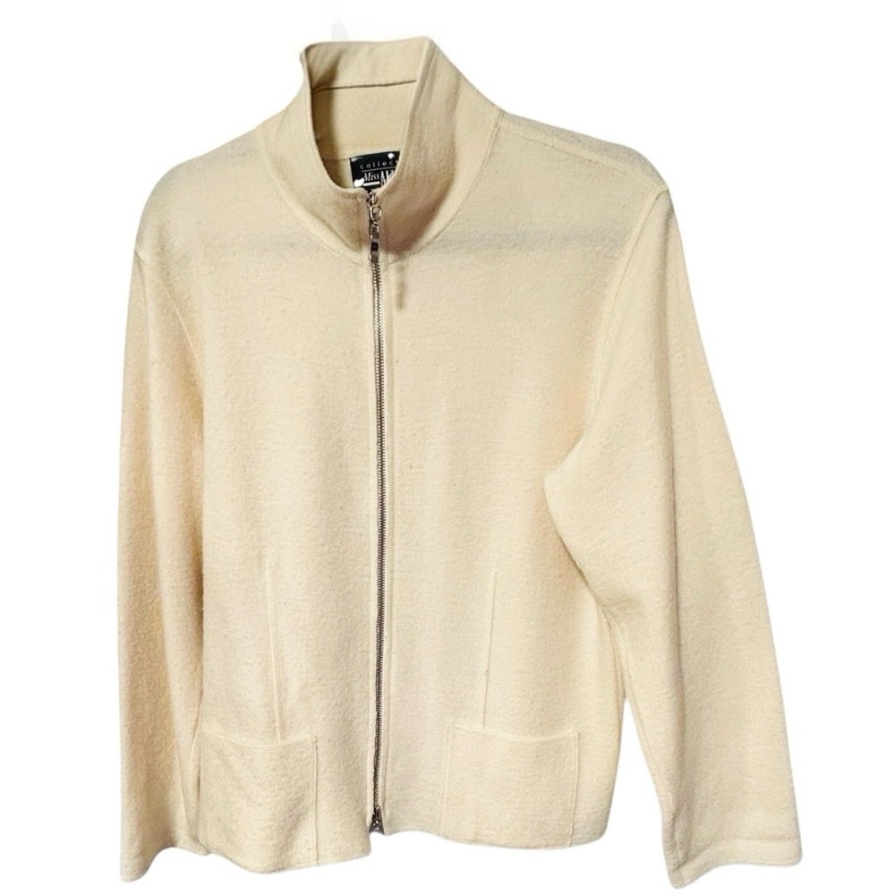 Miss Alliance Cream Full-Zip Knit Jacket Cardigan Size L